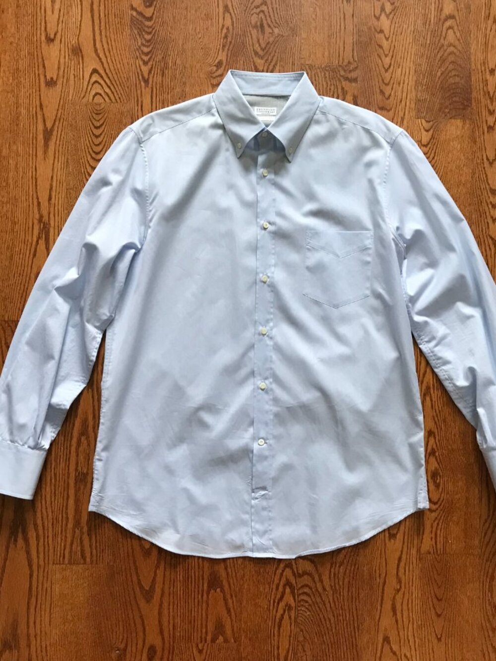 Brunello Cucinelli Basic Fit Sport Dress Shirt Mens Large Blue Long Sleeve - Picture 4 of 13